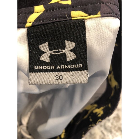 Under Armour Mens Board Shorts Unlined Swim Trunks Gray Yellow 30 Camo - Picture 4 of 4
